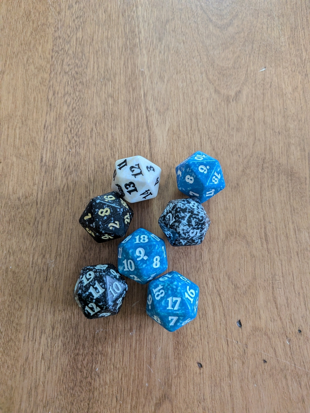3/$12 Polyhedral RPG Dice Set — Blue, Black, White